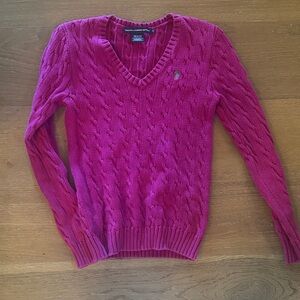 Ralph Lauren Women's V-Neck Sweater in Bold Pink